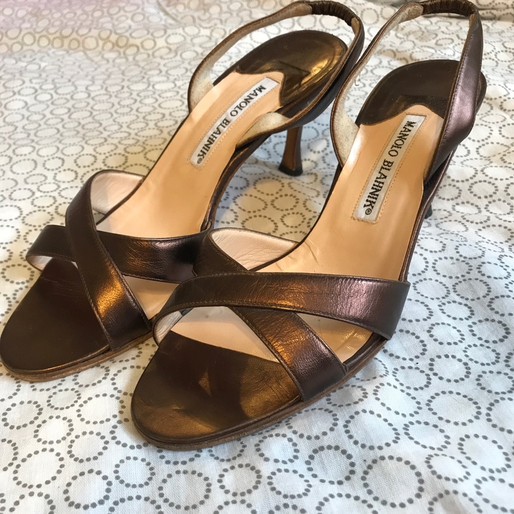 Manolo Blahnik heels, brown leather